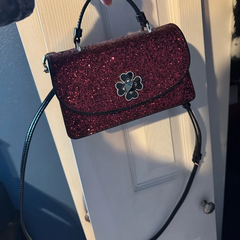 Kate Spade Odette glitter top handle mini bag and matching Odette card holder - Picture 3 of 8